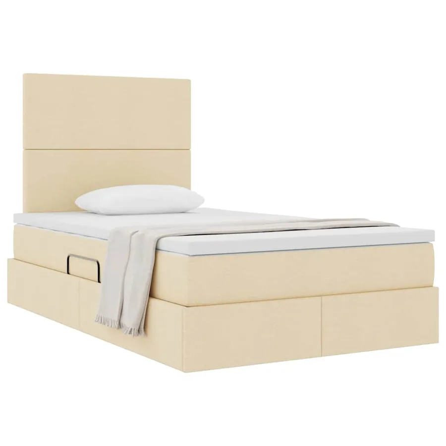 Lit avec rangement et matelas Crème 120 x 200 cm tissu - 3