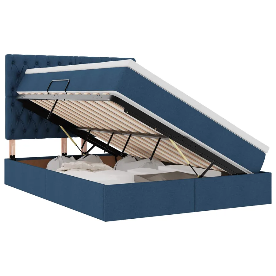 Lit de rangement LED avec matelas Bleu 140 x 190 cm Tissu - 2