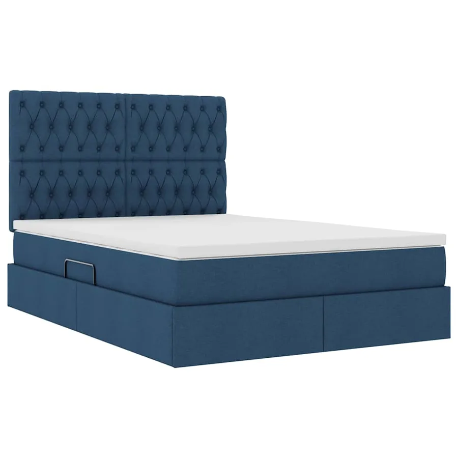 Lit de rangement LED avec matelas Bleu 140 x 190 cm Tissu - 6