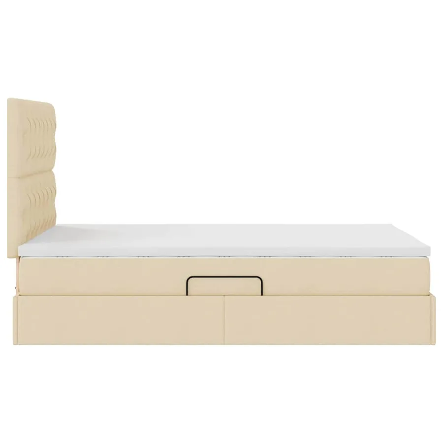 Lit de rangement LED avec matelas Crème 120 x 200 cm Tissu - 11