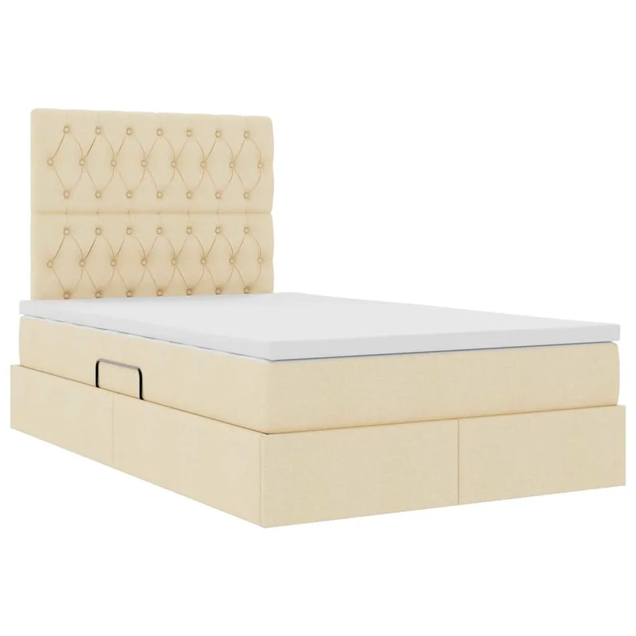 Lit de rangement LED avec matelas Crème 120 x 200 cm Tissu - 6