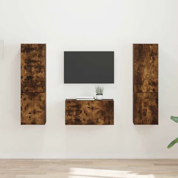 Ensemble meuble TV 5 pcs Chêne fumé Bois d'ingénierie