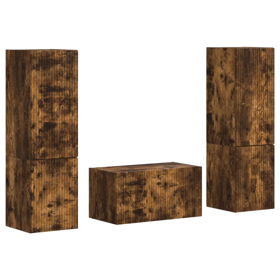 Ensemble meuble TV 5 pcs Chêne fumé Bois d'ingénierie - 2