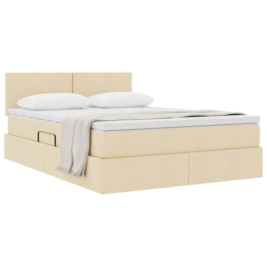 Lit avec rangement et matelas avec matelas Crème 140 x 190 cm - 3
