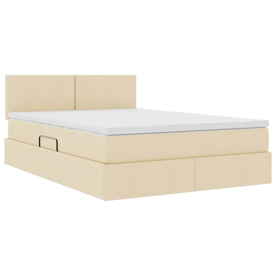 Lit de rangement LED avec matelas Crème 140 x 190 cm Tissu - 6