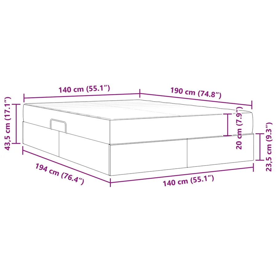Lit avec rangement et matelas Crème 140 x 190 cm Polyester - 16