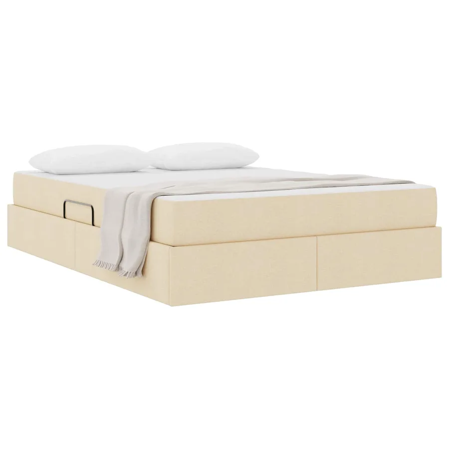 Lit avec rangement et matelas Crème 140 x 190 cm Polyester - 3