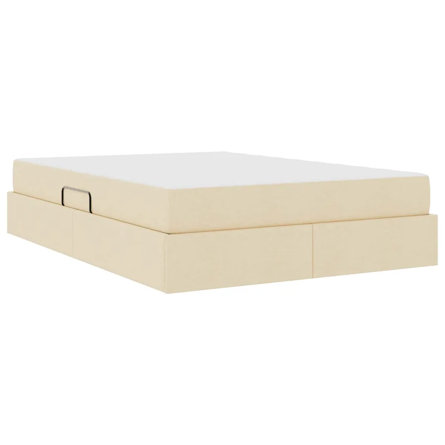 Lit avec rangement et matelas Crème 140 x 190 cm Polyester - 8