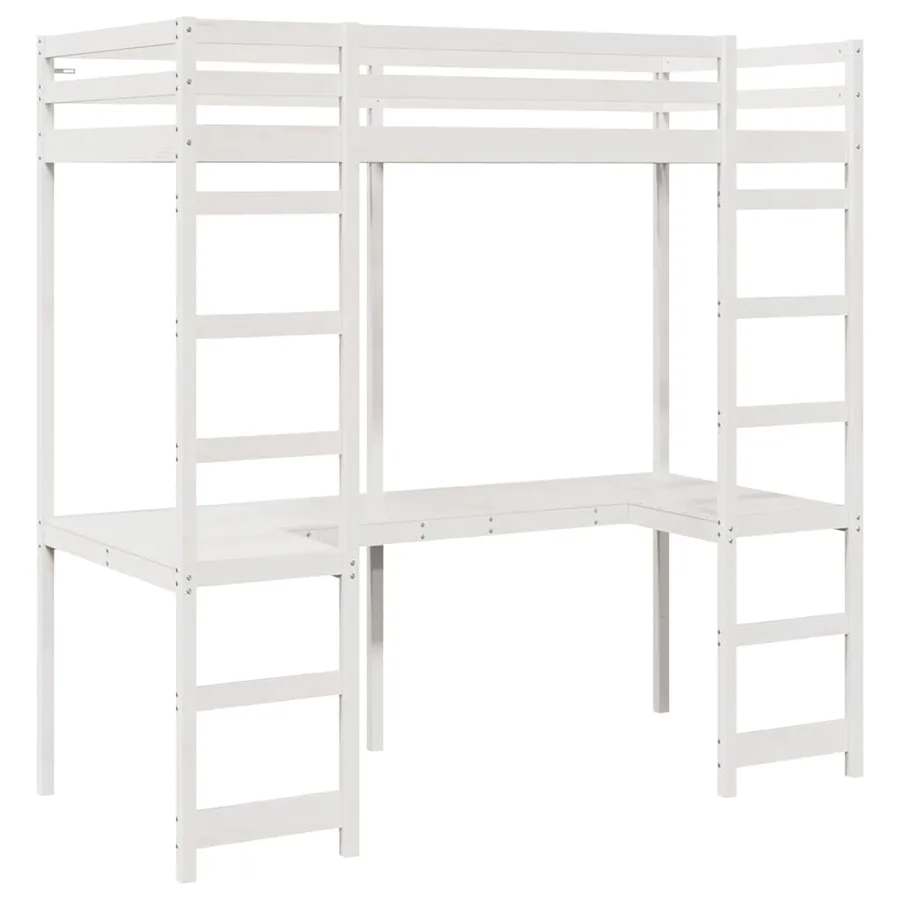 Cadre de lit mezzanine Blanc 80 x 200 cm Pin massif - 4