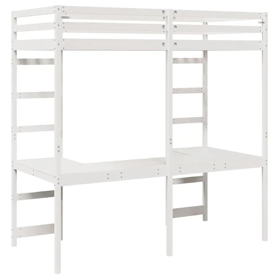 Cadre de lit mezzanine Blanc 80 x 200 cm Pin massif - 7