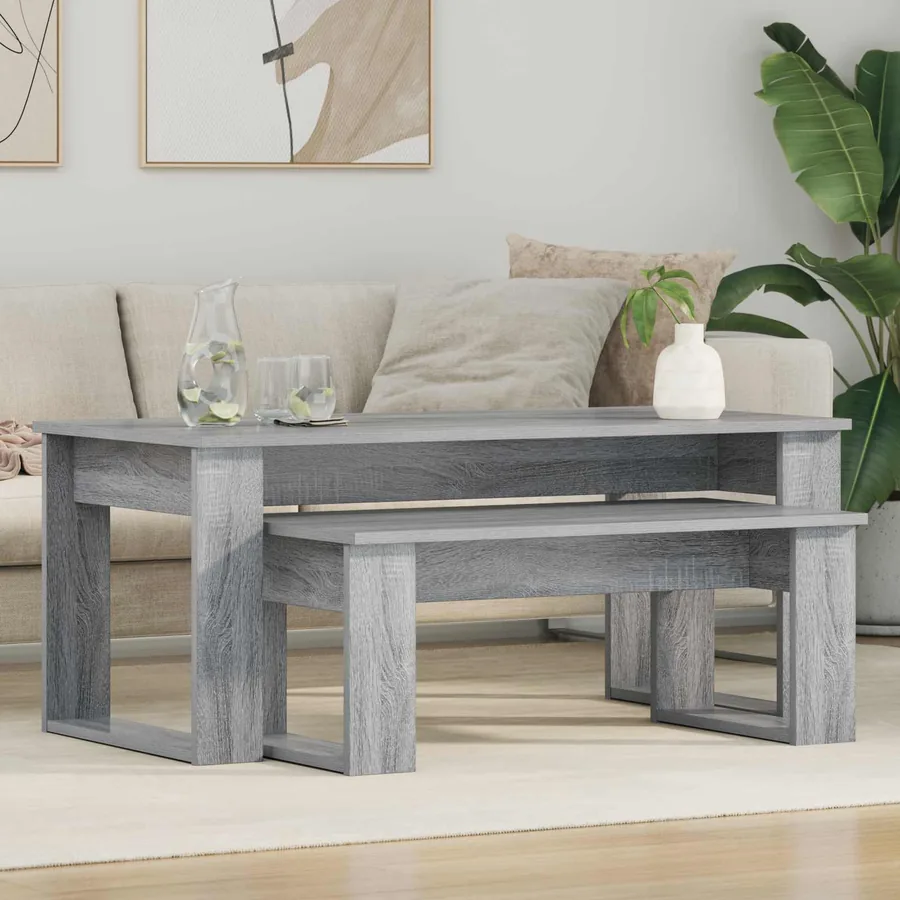 Ensemble de tables basses 2 pcs Gris Sonoma Bois d'ingénierie
