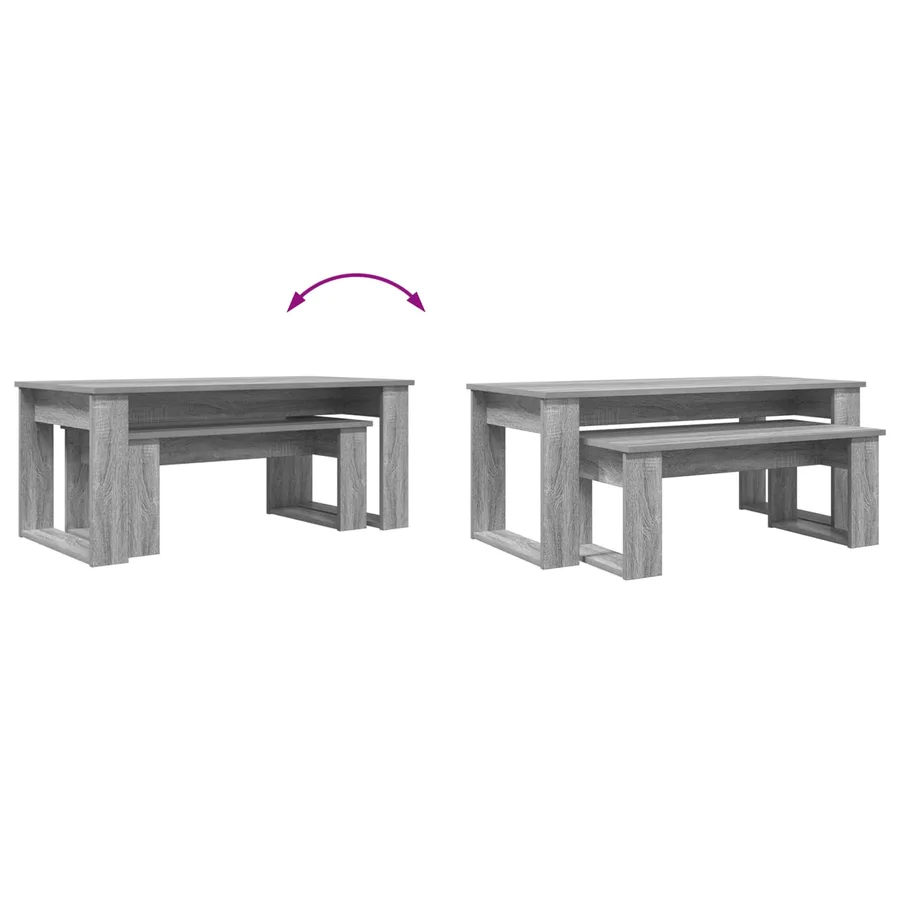 Ensemble de tables basses 2 pcs Gris Sonoma Bois d'ingénierie - 12