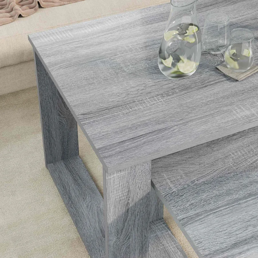 Ensemble de tables basses 2 pcs Gris Sonoma Bois d'ingénierie - 4