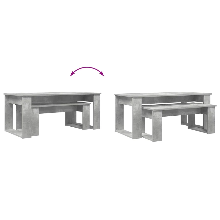 Ensemble de tables basses 2 pcs Gris béton Bois d'ingénierie - 12