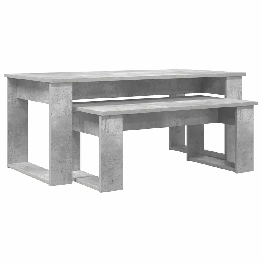 Ensemble de tables basses 2 pcs Gris béton Bois d'ingénierie - 2