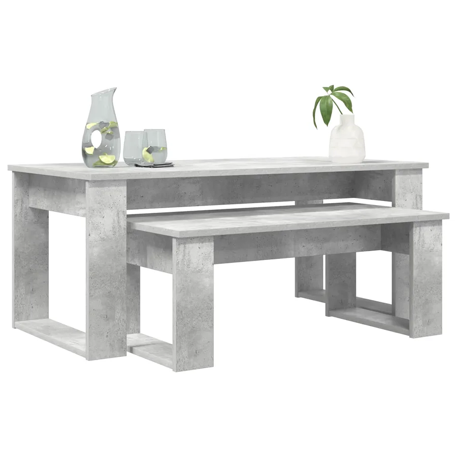 Ensemble de tables basses 2 pcs Gris béton Bois d'ingénierie - 3