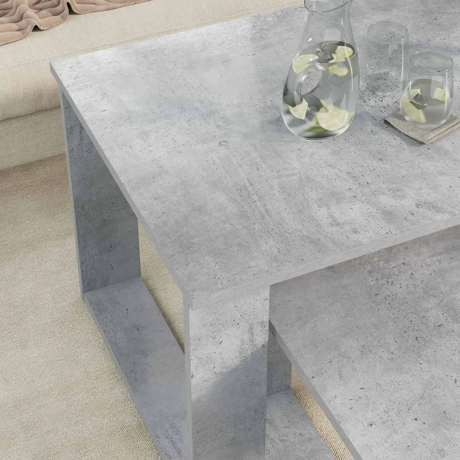 Ensemble de tables basses 2 pcs Gris béton Bois d'ingénierie - 4