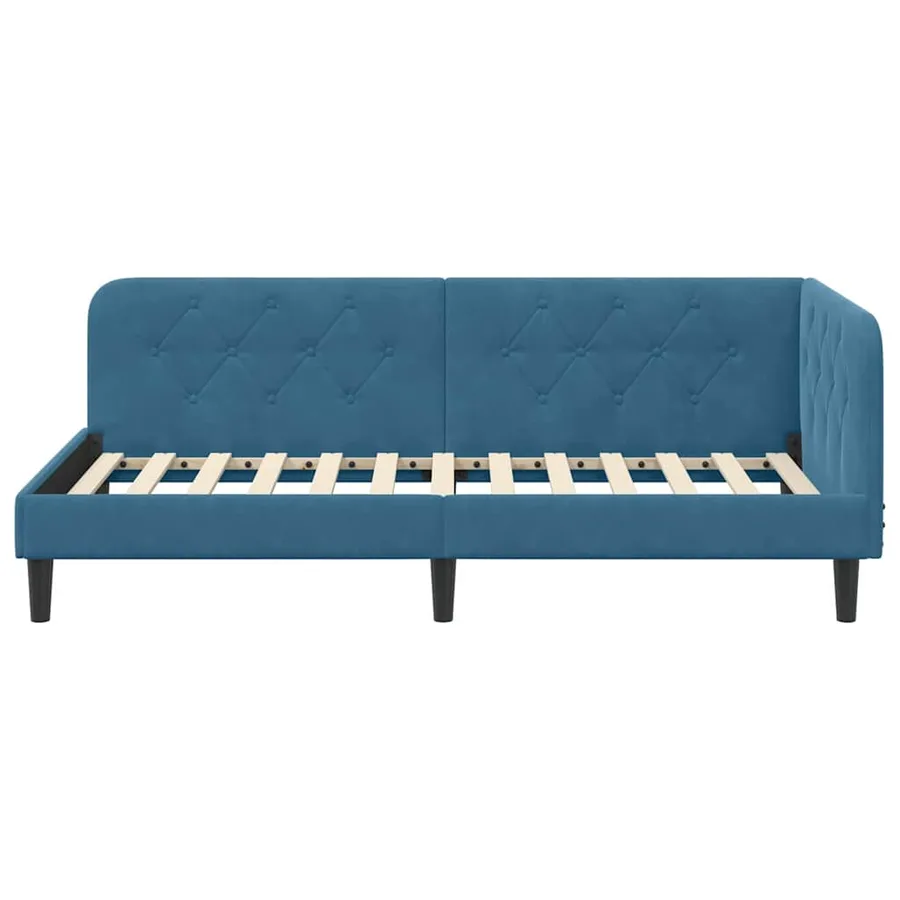 Cadre de lit d'angle Bleu 90 x 190 cm Velours - 5