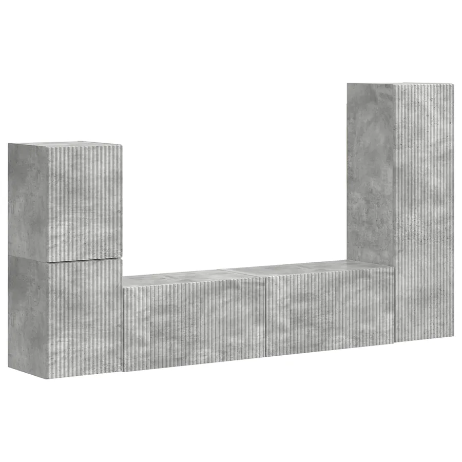 Ensemble meuble TV 4 pcs Gris béton Bois d'ingénierie - 2