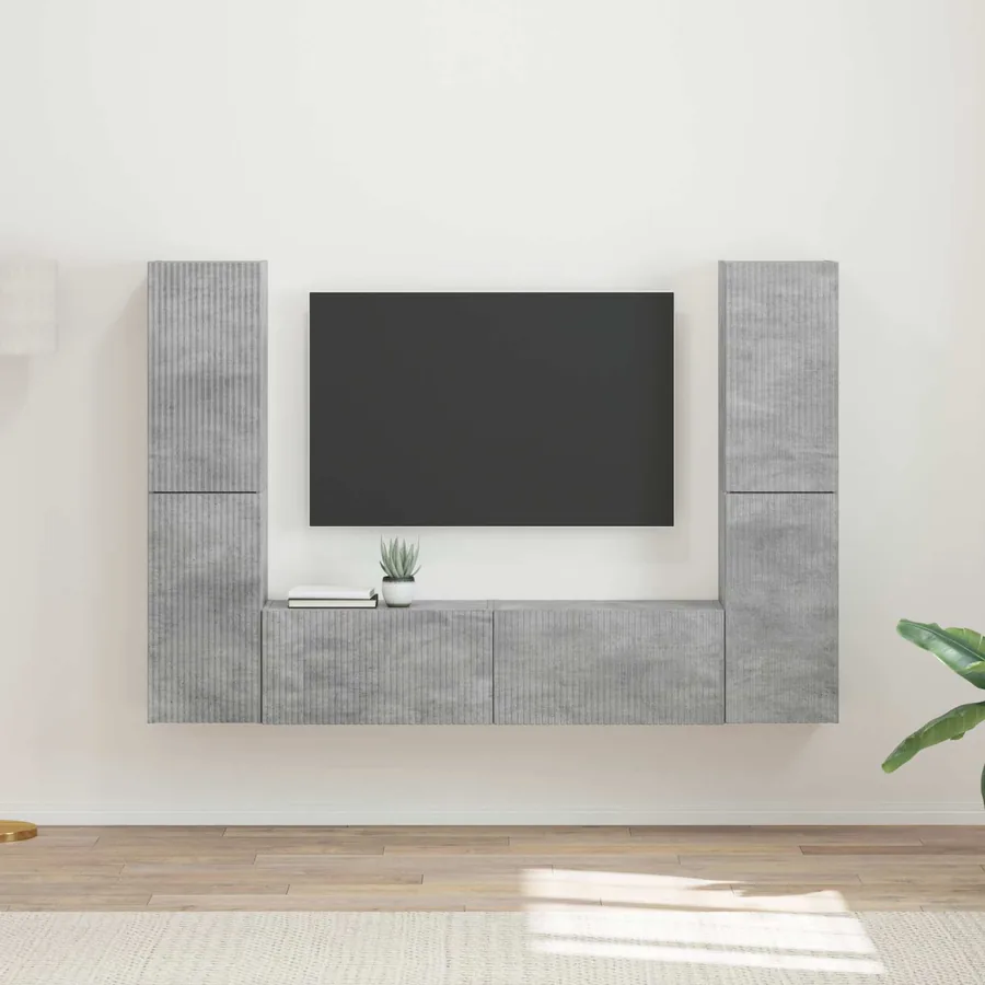 Ensemble meuble TV 6 pcs Gris béton Bois d'ingénierie
