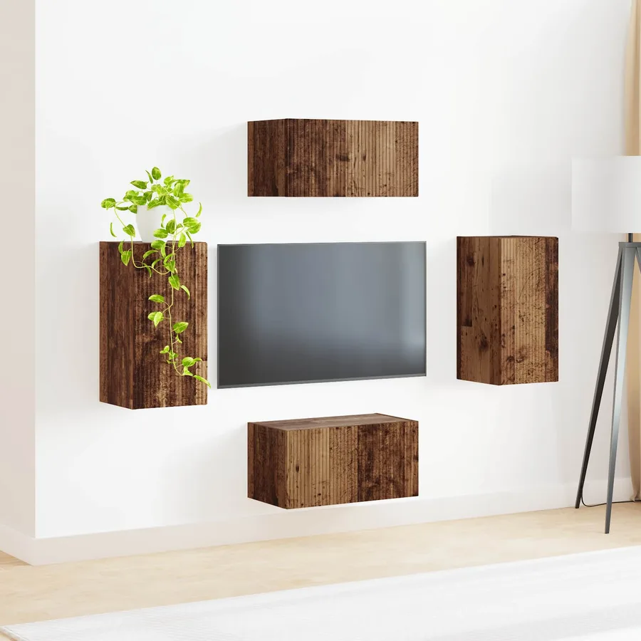Ensemble meuble TV 4 pcs Bois ancien Bois d'ingénierie - 4