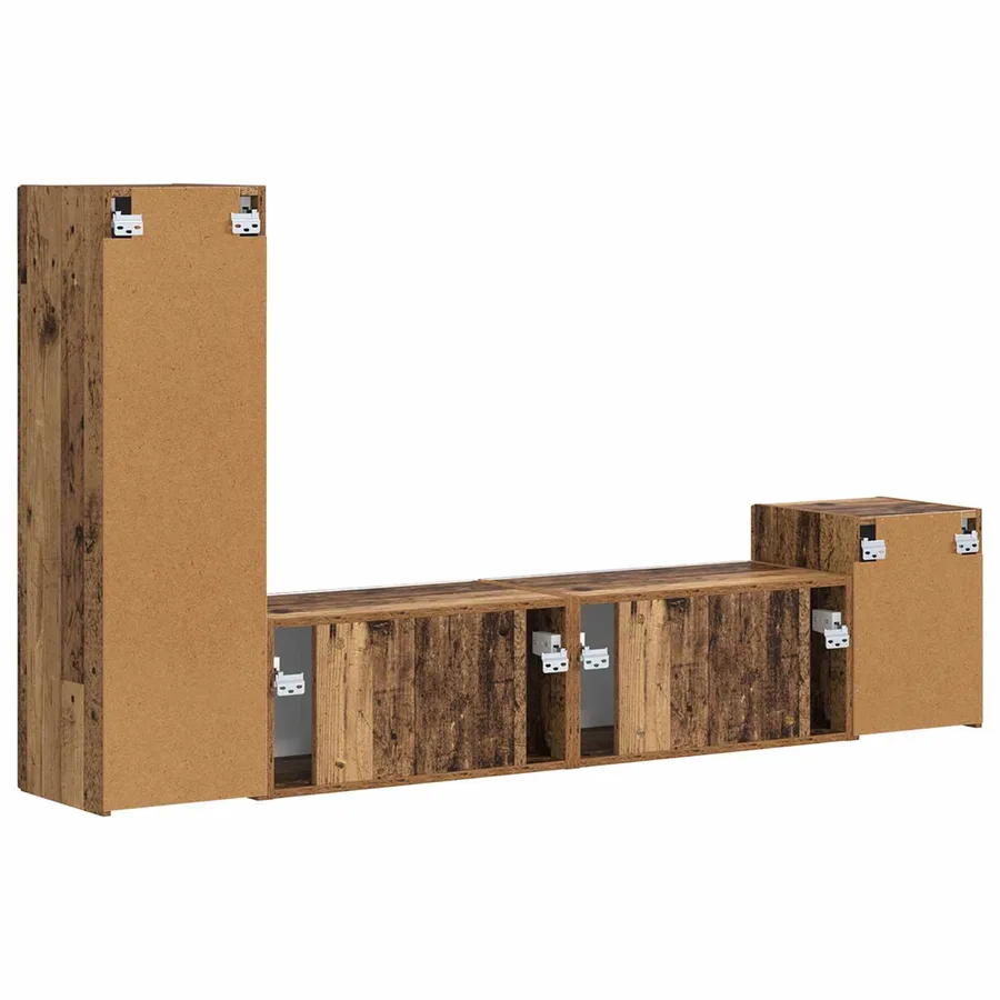 Ensemble meuble TV 4 pcs Bois ancien Bois d'ingénierie - 9