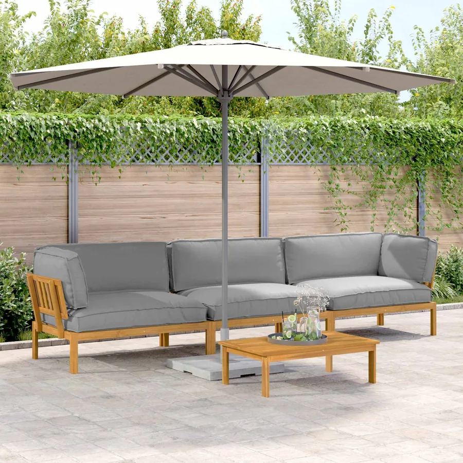 Ensemble de Canapés Uni 4 pcs Gris Bois d'Acacia Massif