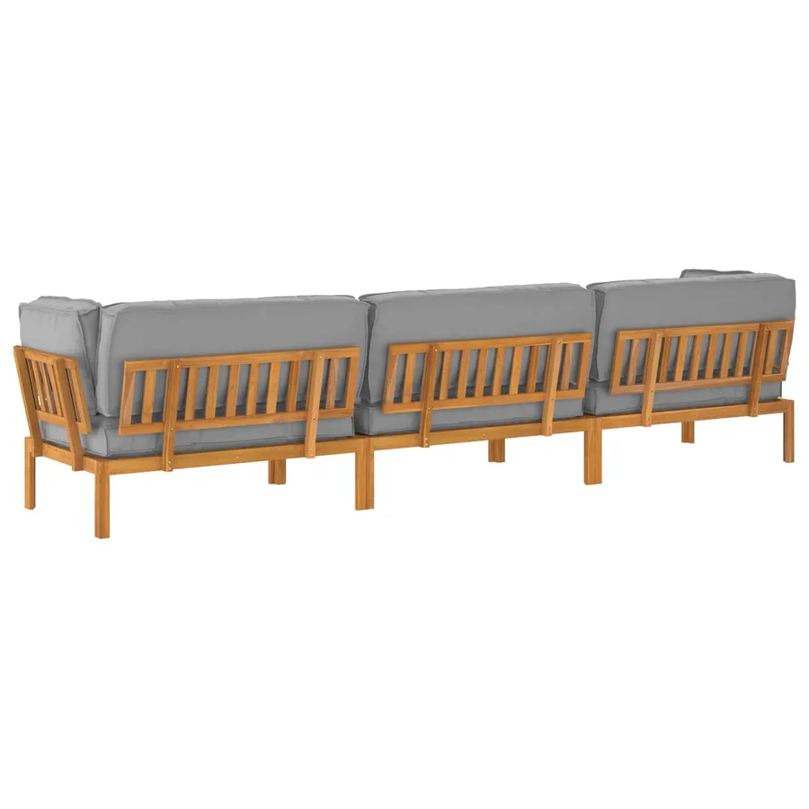 Ensemble de Canapés Uni 4 pcs Gris Bois d'Acacia Massif - 12