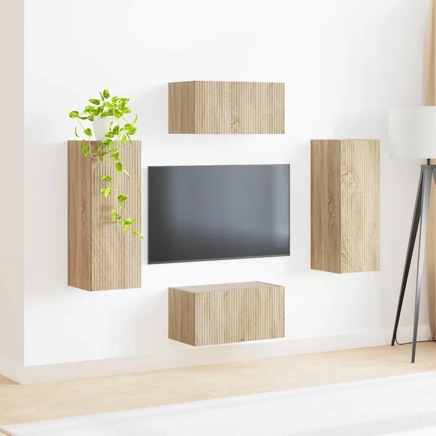 Ensemble meuble TV 2 pcs Chêne Sonoma Bois d'ingénierie - 4