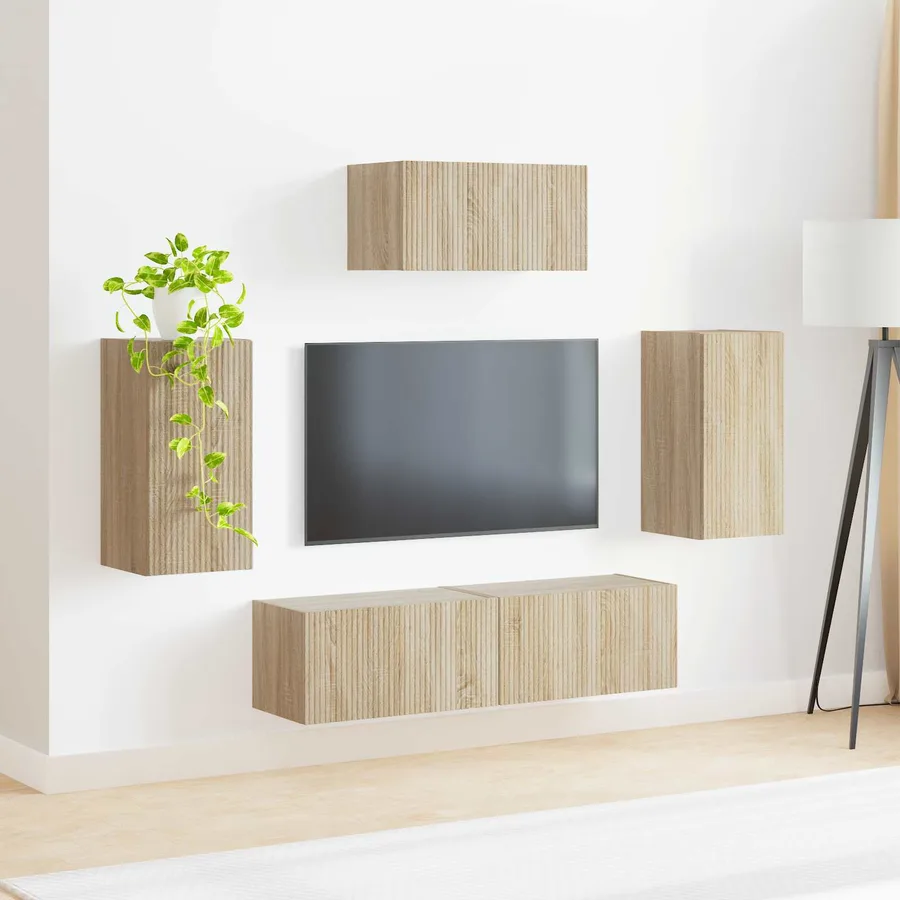 Ensemble meuble TV 5 pcs Chêne Sonoma Bois d'ingénierie - 4