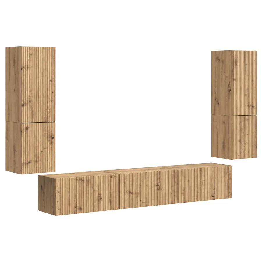 Ensemble meuble TV 4 pcs Chêne artisanal Bois d'ingénierie - 2