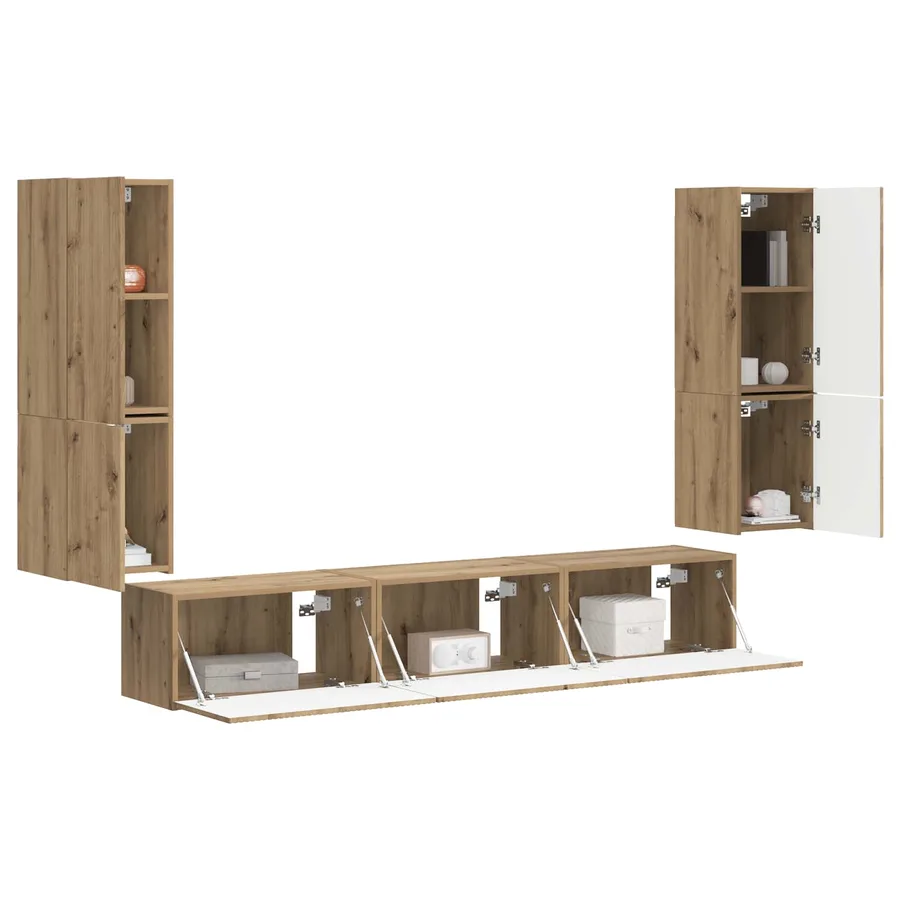 Ensemble meuble TV 4 pcs Chêne artisanal Bois d'ingénierie - 3