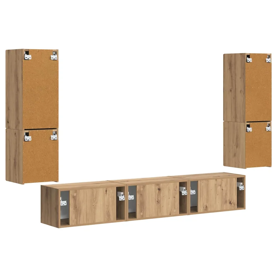 Ensemble meuble TV 4 pcs Chêne artisanal Bois d'ingénierie - 9