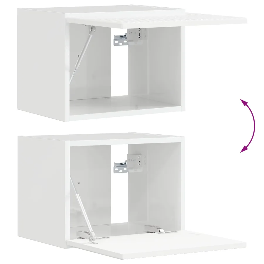 Ensemble de meuble TV mural 4 pcs Blanc Bois d'ingénierie - 12