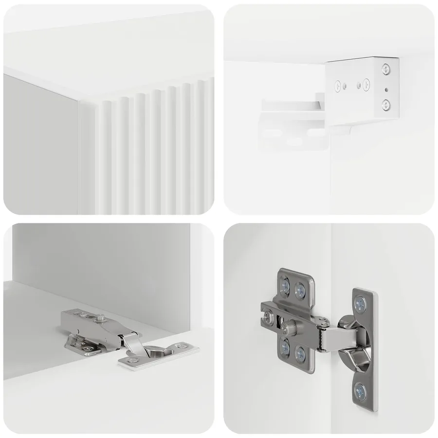 Ensemble de meuble TV mural 4 pcs Blanc Bois d'ingénierie - 8