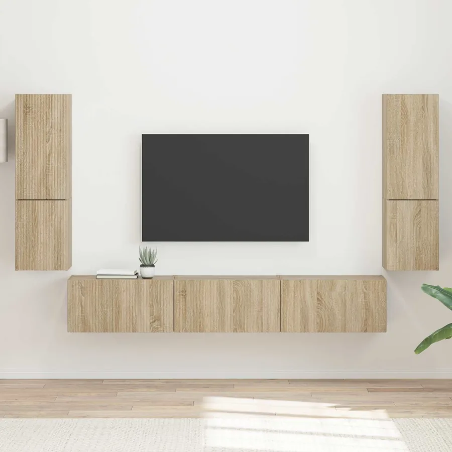Ensemble meuble TV 4 pcs Chêne Sonoma Bois d'ingénierie