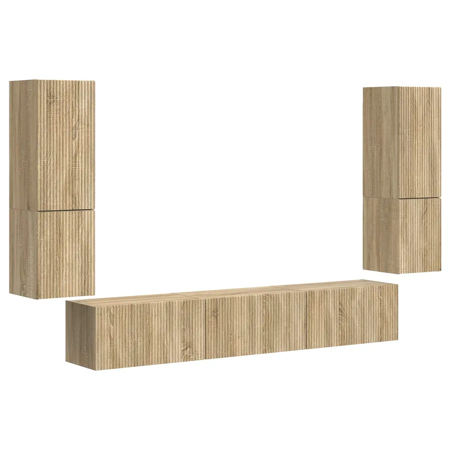 Ensemble meuble TV 4 pcs Chêne Sonoma Bois d'ingénierie - 2