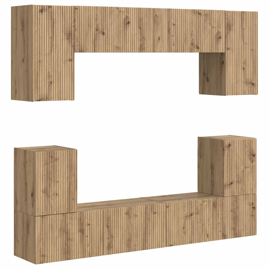 Ensemble meuble TV 5 pcs Chêne artisanal Bois d'ingénierie - 2