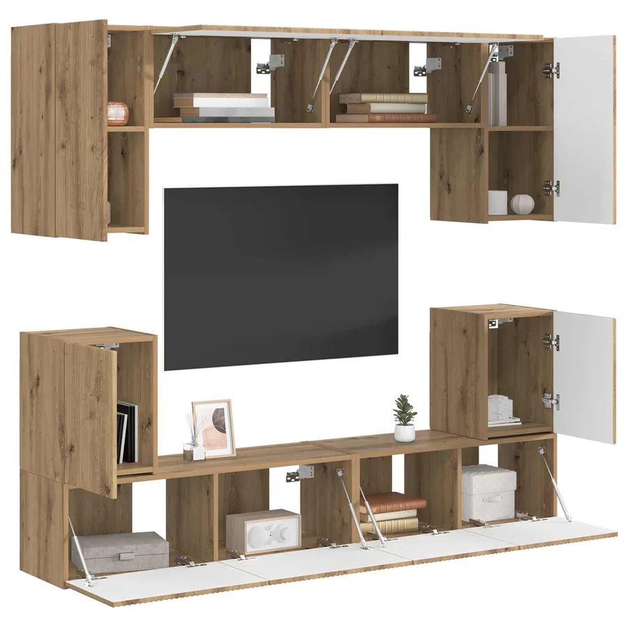 Ensemble meuble TV 5 pcs Chêne artisanal Bois d'ingénierie - 3