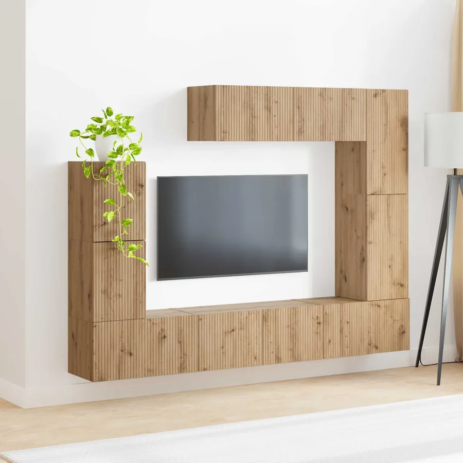 Ensemble meuble TV 5 pcs Chêne artisanal Bois d'ingénierie - 4