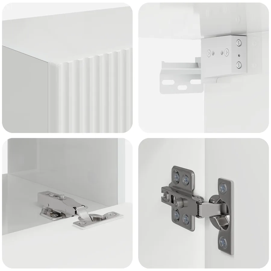 Ensemble de meuble TV mural Montage mural 4 pcs Blanc brillant - 8
