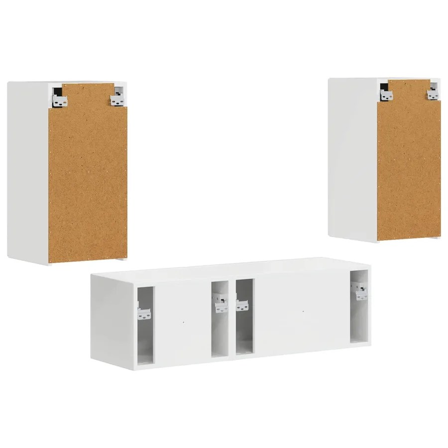 Ensemble de meuble TV mural Montage mural 4 pcs Blanc brillant - 9