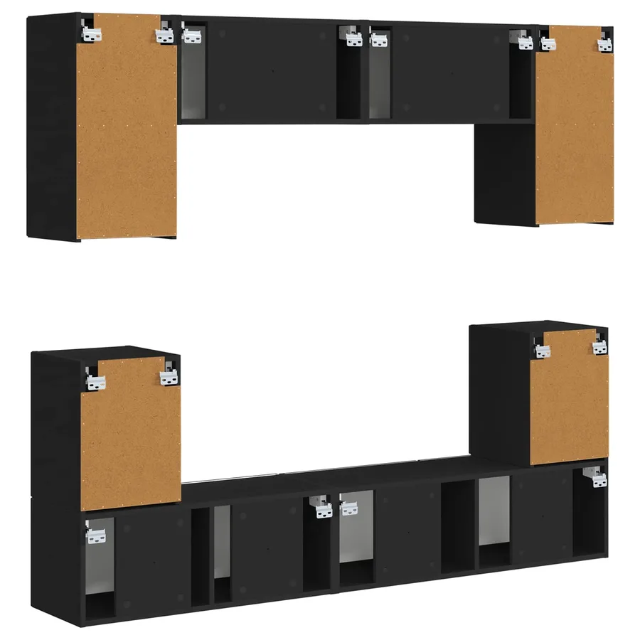 Ensemble meuble TV Montage mural 5 pcs Noir Bois d'ingénierie - 11