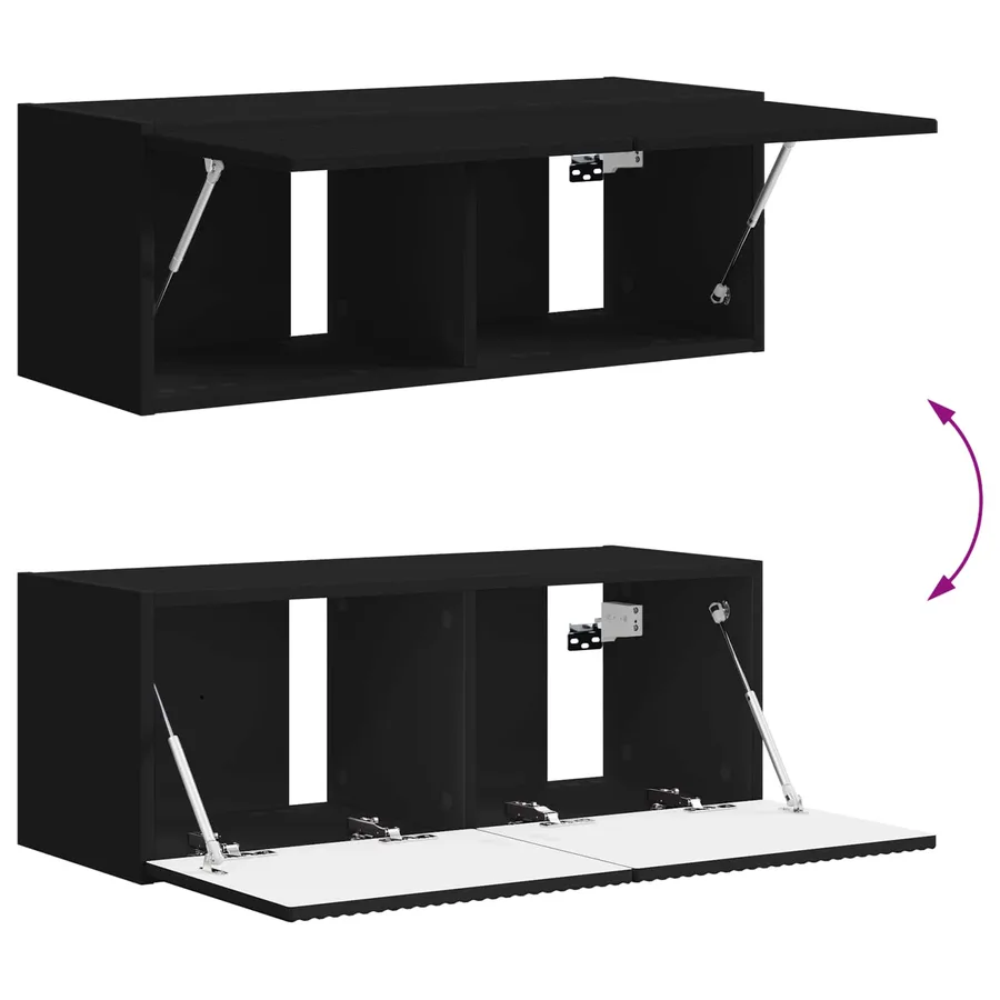 Ensemble meuble TV Montage mural 5 pcs Noir Bois d'ingénierie - 16