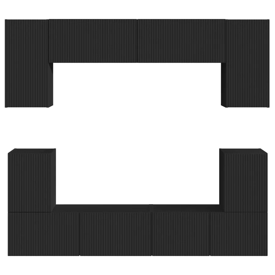 Ensemble meuble TV Montage mural 5 pcs Noir Bois d'ingénierie - 8