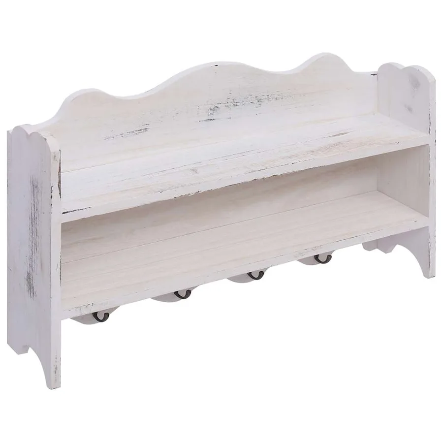 Porte-manteau mural Blanc 50x10x30 cm Bois - 2