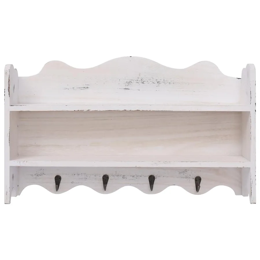 Porte-manteau mural Blanc 50x10x30 cm Bois - 3