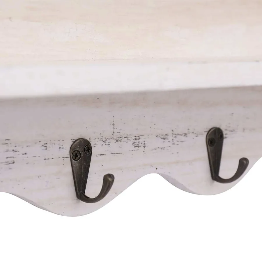 Porte-manteau mural Blanc 50x10x30 cm Bois - 5