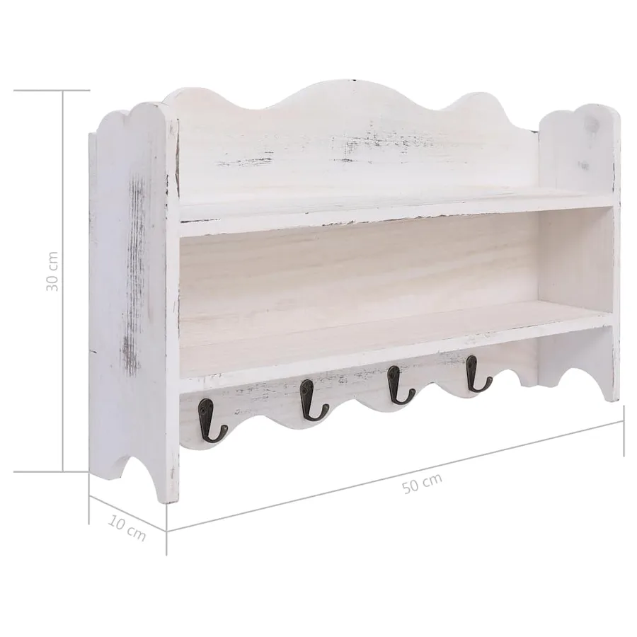 Porte-manteau mural Blanc 50x10x30 cm Bois - 7