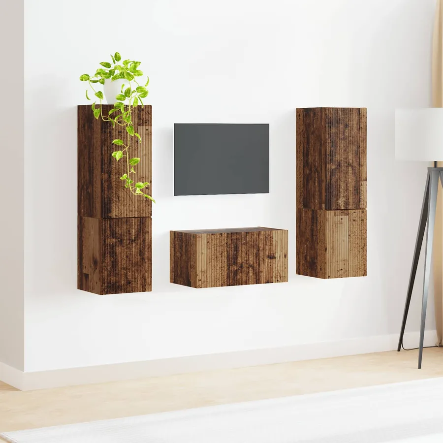 Ensemble meuble TV 5 pcs Bois Ancien Bois d'ingénierie - 4